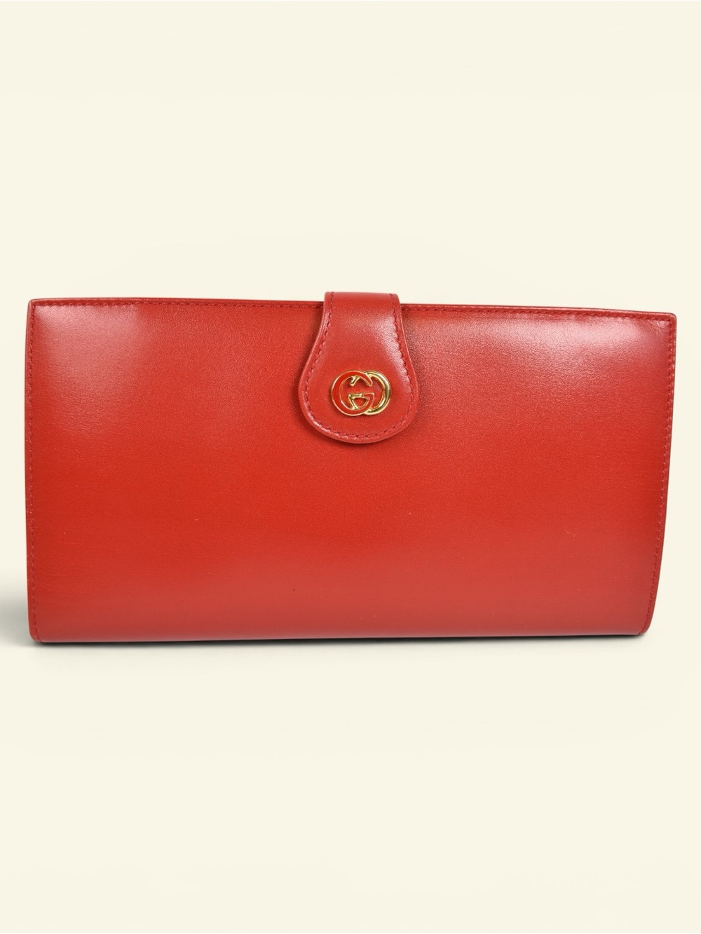 Gucci Red Leather Snap-Closure Wallet with Gold Logo